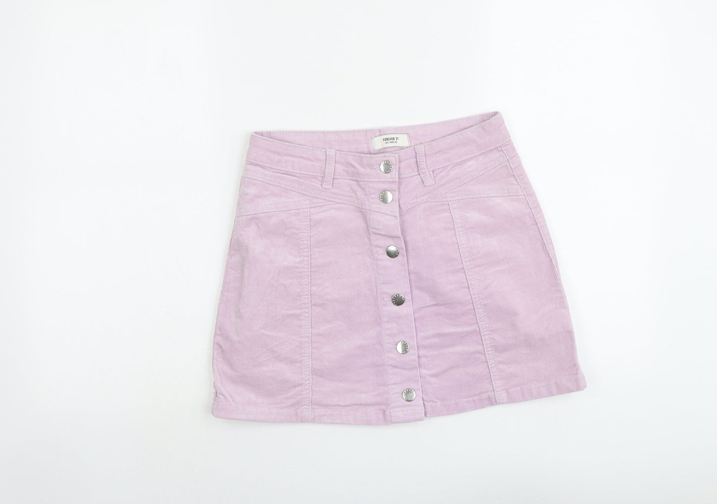 FOREVER 21 Womens Purple Cotton Mini Skirt Size 27 in Button