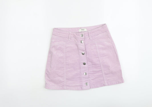 FOREVER 21 Womens Purple Cotton Mini Skirt Size 27 in Button