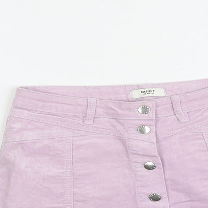 FOREVER 21 Womens Purple Cotton Mini Skirt Size 27 in Button