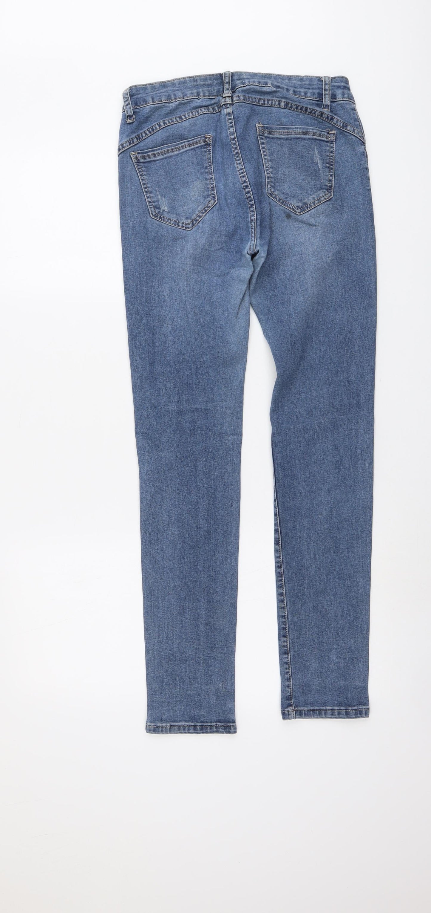 Dzire Womens Blue Cotton Straight Jeans Size L L29 in Regular Button