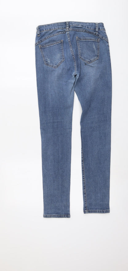 Dzire Womens Blue Cotton Straight Jeans Size L L29 in Regular Button