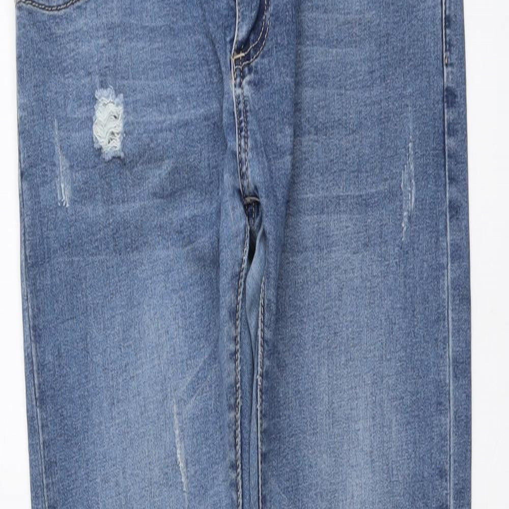 Dzire Womens Blue Cotton Straight Jeans Size L L29 in Regular Button