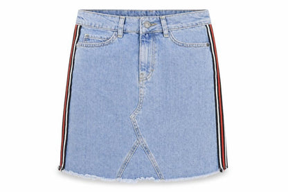 R Edition Womens Blue Cotton A-Line Skirt Size 8 Button