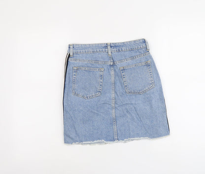 R Edition Womens Blue Cotton A-Line Skirt Size 8 Button
