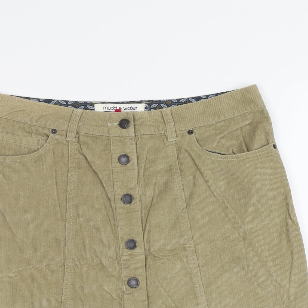 Mudd&Water Womens Beige Cotton A-Line Skirt Size 12 Button