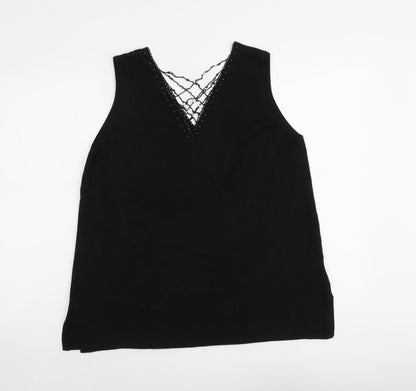 Womens UK Size S ELVI Black Basic Tank