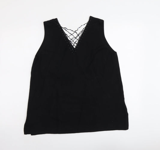 Womens UK Size S ELVI Black Basic Tank