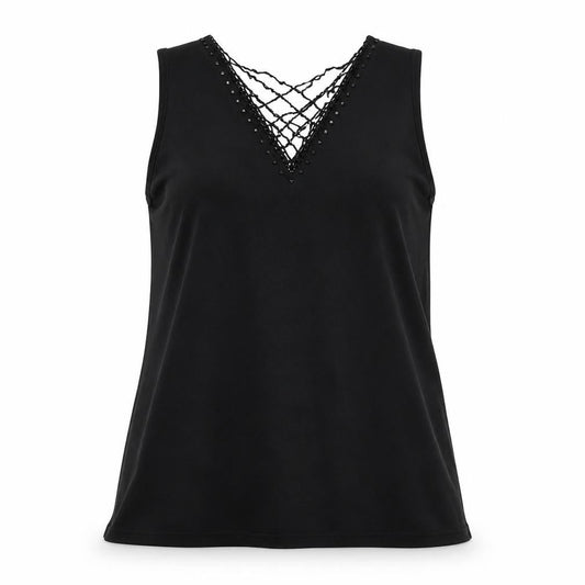 Womens UK Size S ELVI Black Basic Tank