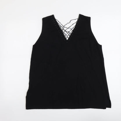 Womens UK Size S ELVI Black Basic Tank