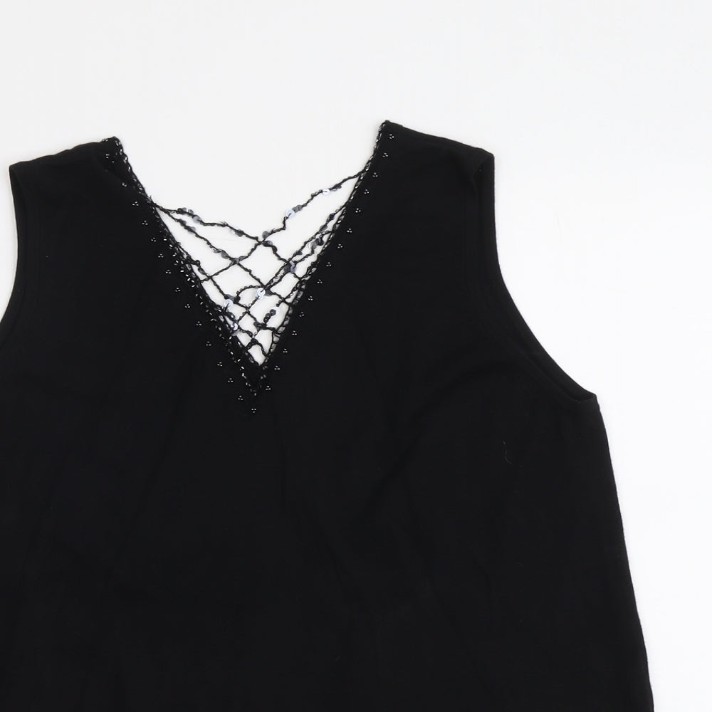 Womens UK Size S ELVI Black Basic Tank