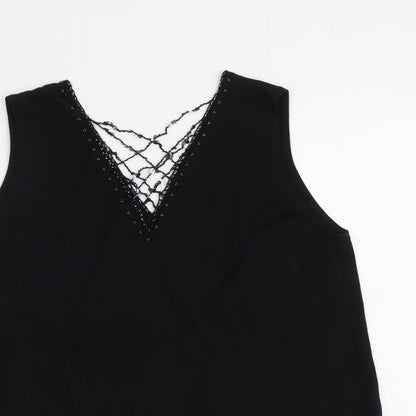 Womens UK Size S ELVI Black Basic Tank