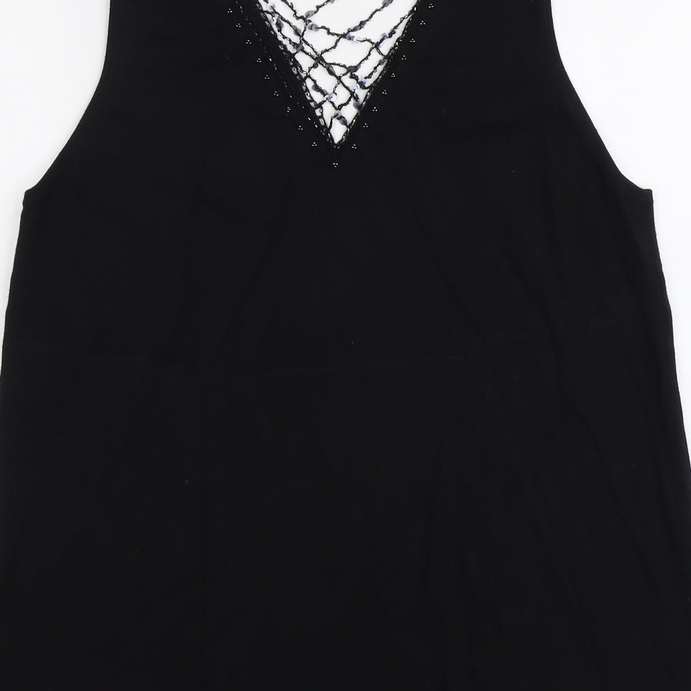 Womens UK Size S ELVI Black Basic Tank