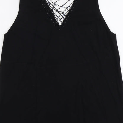 Womens UK Size S ELVI Black Basic Tank