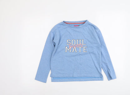 Lily&Dan Girls Blue Cotton Basic T-Shirt Size 9-10 Years Round Neck Pullover - Soul Mate Forever