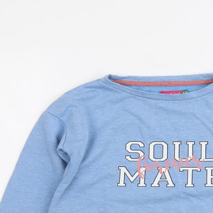 Lily&Dan Girls Blue Cotton Basic T-Shirt Size 9-10 Years Round Neck Pullover - Soul Mate Forever