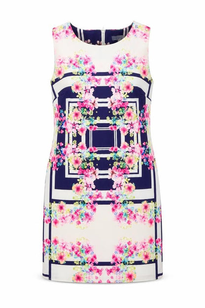Red Herring Womens Multicoloured Floral Polyester A-Line Size 10 Round Neck Zip