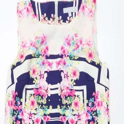 Red Herring Womens Multicoloured Floral Polyester A-Line Size 10 Round Neck Zip