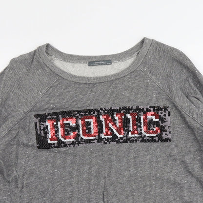 Bershka Womens Grey Cotton Pullover Sweatshirt Size L Pullover - Iconic