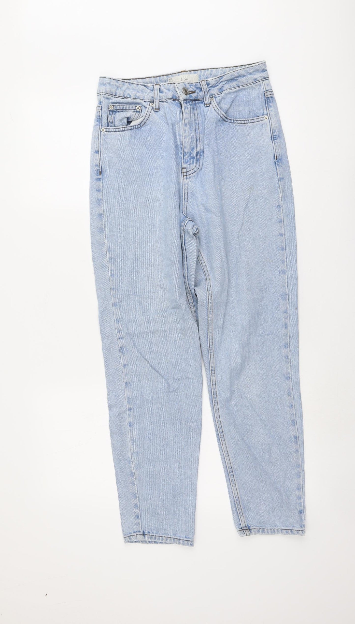 Topshop Womens Blue Cotton Straight Jeans Size 26 in L27 in Regular Button