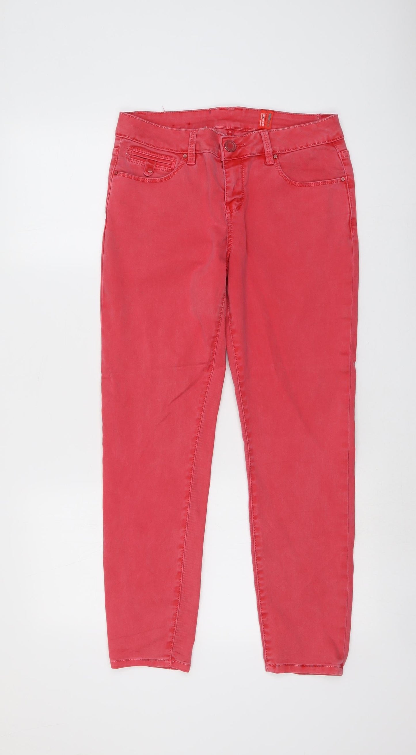 New Look Womens Pink Cotton Straight Jeans Size 10 L26 in Regular Button
