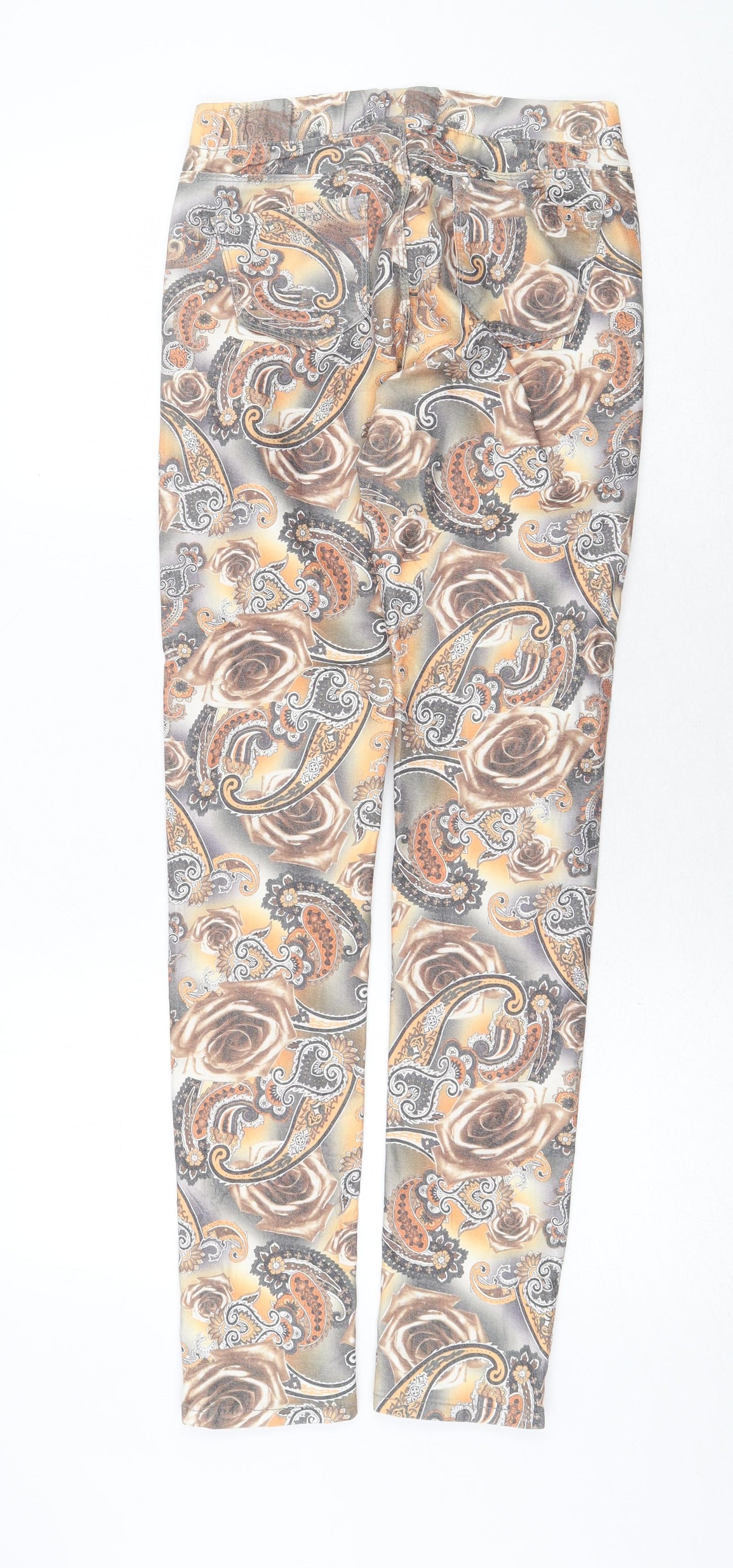Elegants Deluxe Womens Multicoloured Geometric Cotton Skinny Jeans Size S Regular