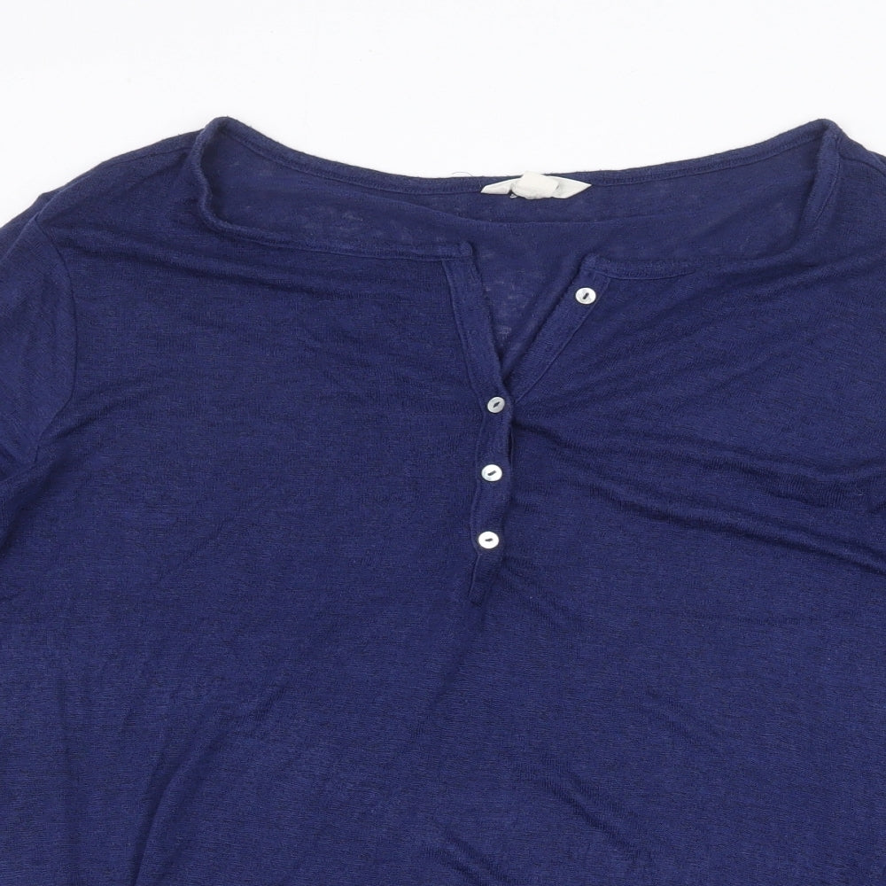 Womens UK Size XL Springfield Blue Henley Jumper