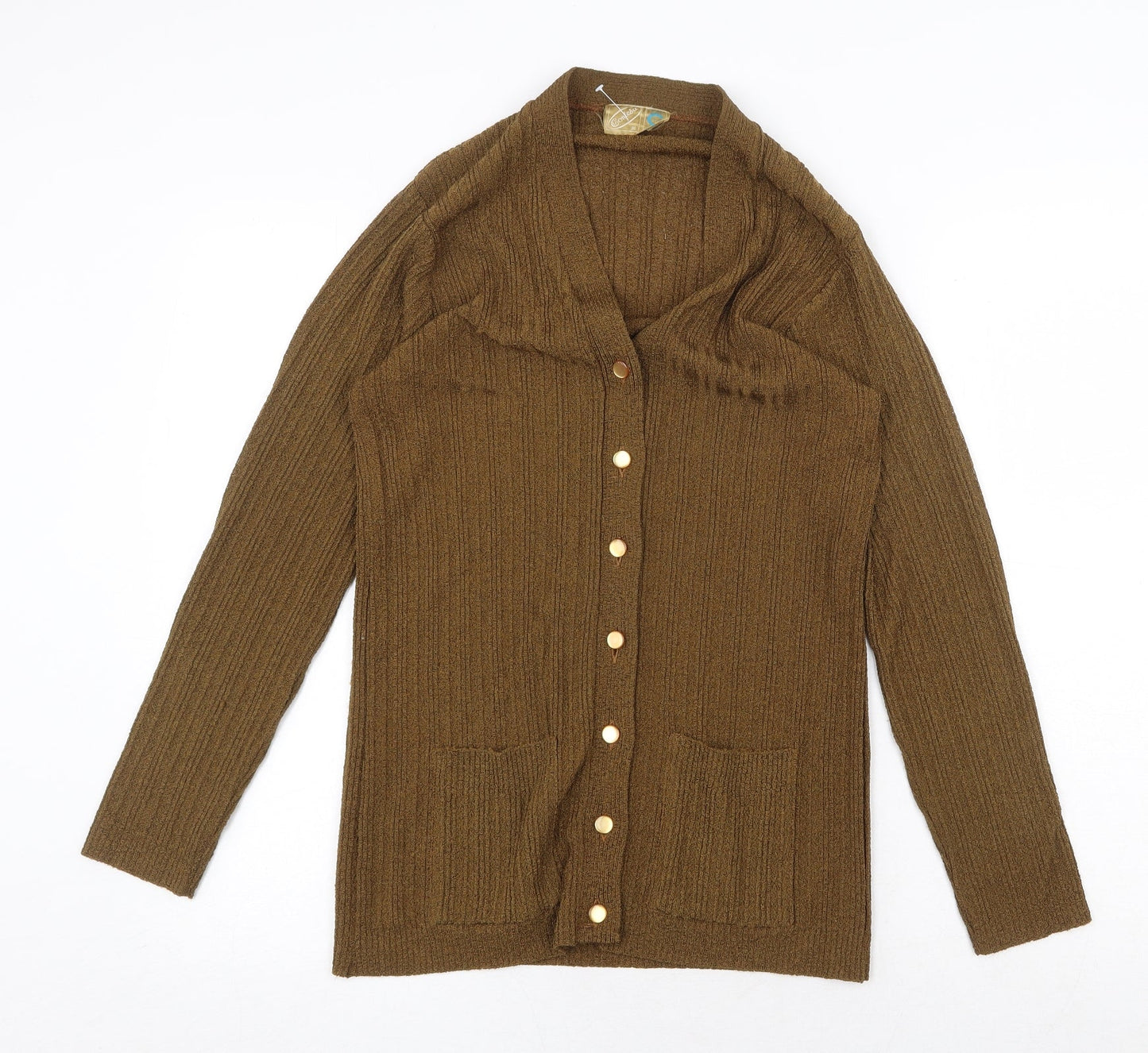 Contesa Womens Green V-Neck Nylon Cardigan Jumper Size 8