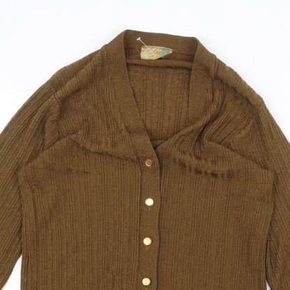 Contesa Womens Green V-Neck Nylon Cardigan Jumper Size 8