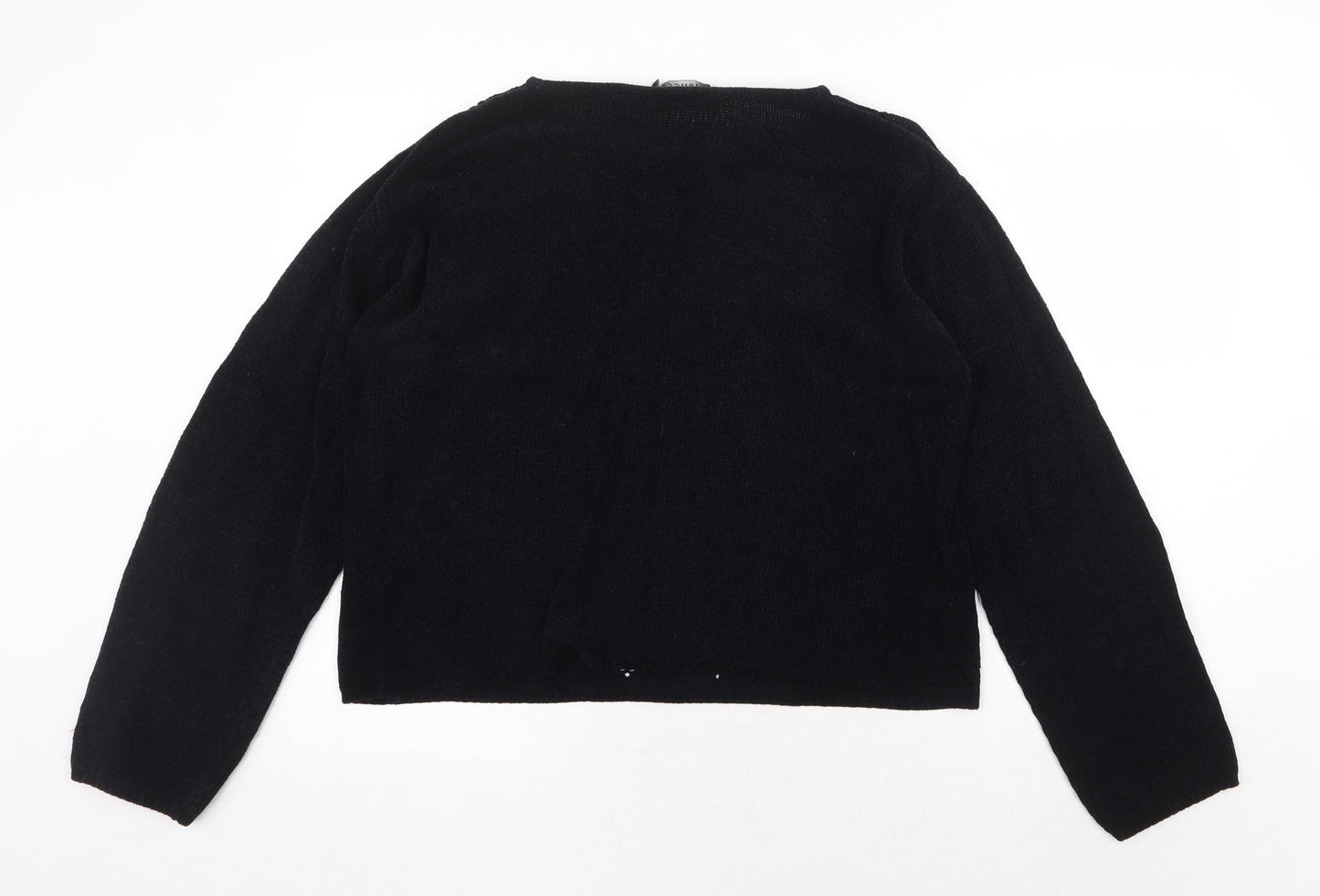 Vipucci Couture Womens Black Round Neck Acrylic Pullover Jumper Size L