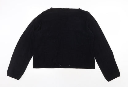 Vipucci Couture Womens Black Round Neck Acrylic Pullover Jumper Size L