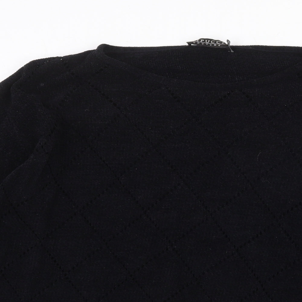 Vipucci Couture Womens Black Round Neck Acrylic Pullover Jumper Size L