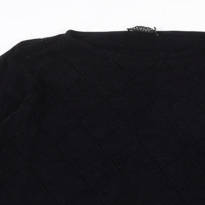 Vipucci Couture Womens Black Round Neck Acrylic Pullover Jumper Size L