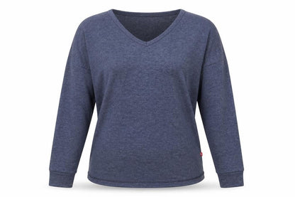 BIG STAR Womens Blue V-Neck Cotton Pullover Jumper Size S