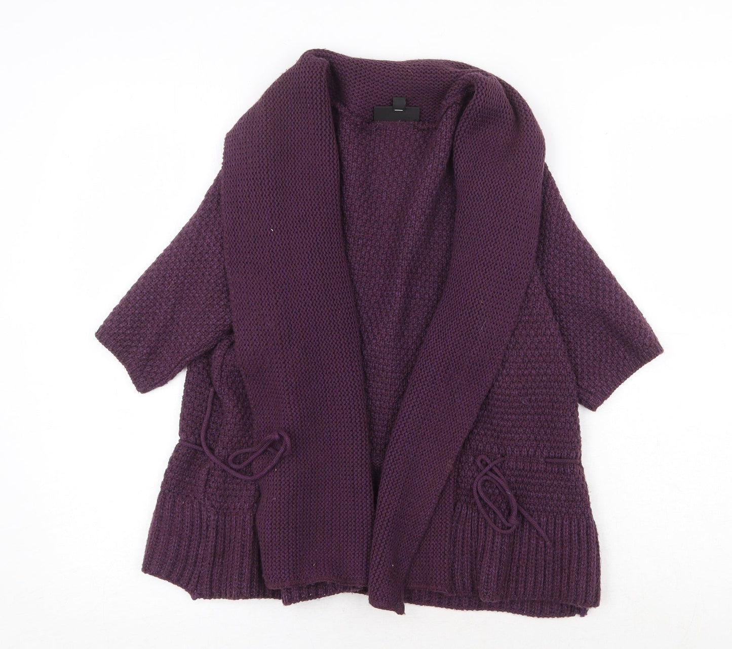 Warehouse Womens Purple V-Neck Acrylic Cardigan Jumper Size 14