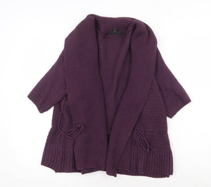 Warehouse Womens Purple V-Neck Acrylic Cardigan Jumper Size 14
