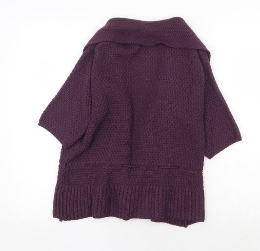 Warehouse Womens Purple V-Neck Acrylic Cardigan Jumper Size 14