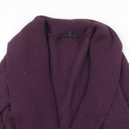 Warehouse Womens Purple V-Neck Acrylic Cardigan Jumper Size 14
