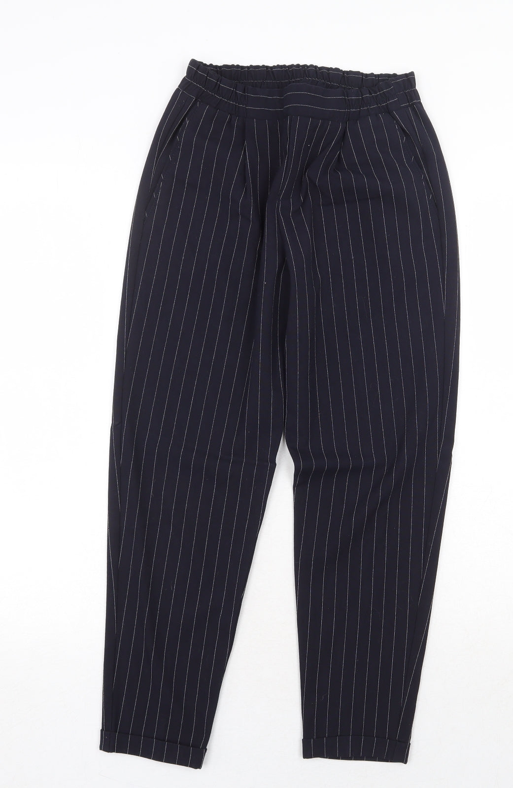 Womens UK Size XS Bershka Regular Fit Carrot Black Trousers