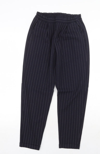 Womens UK Size XS Bershka Regular Fit Carrot Black Trousers