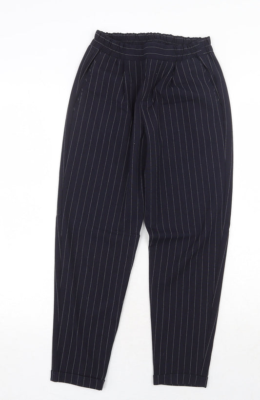 Bershka Womens Black Striped Polyester Carrot Trousers Size XS Regular