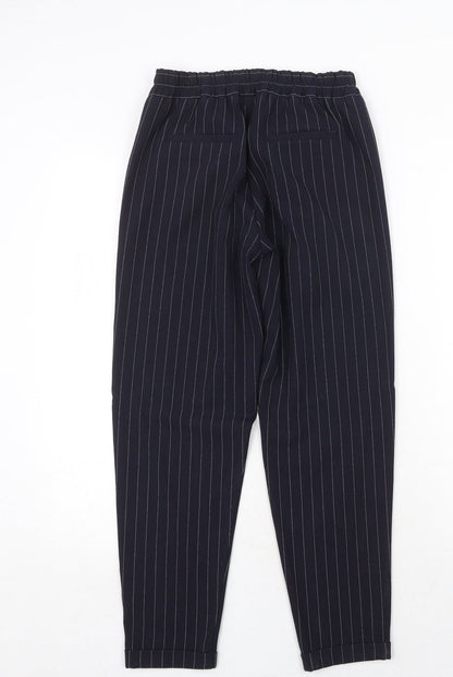 Womens UK Size XS Bershka Regular Fit Carrot Black Trousers