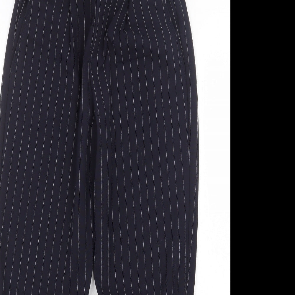 Womens UK Size XS Bershka Regular Fit Carrot Black Trousers