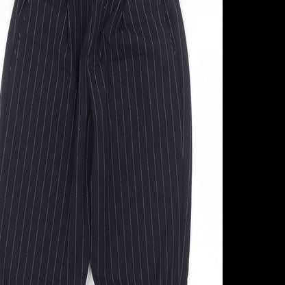 Womens UK Size XS Bershka Regular Fit Carrot Black Trousers