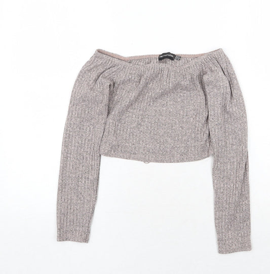 Womens UK Size 10 PRETTYLITTLETHING Grey Pullover Jumper