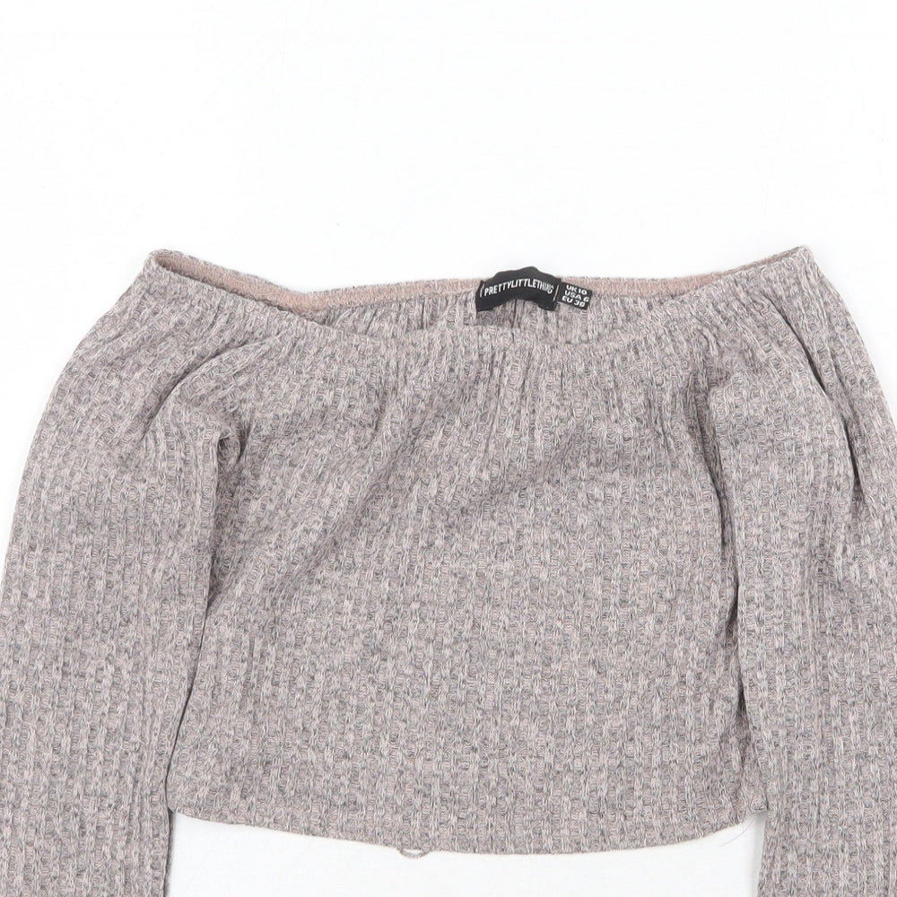 Womens UK Size 10 PRETTYLITTLETHING Grey Pullover Jumper