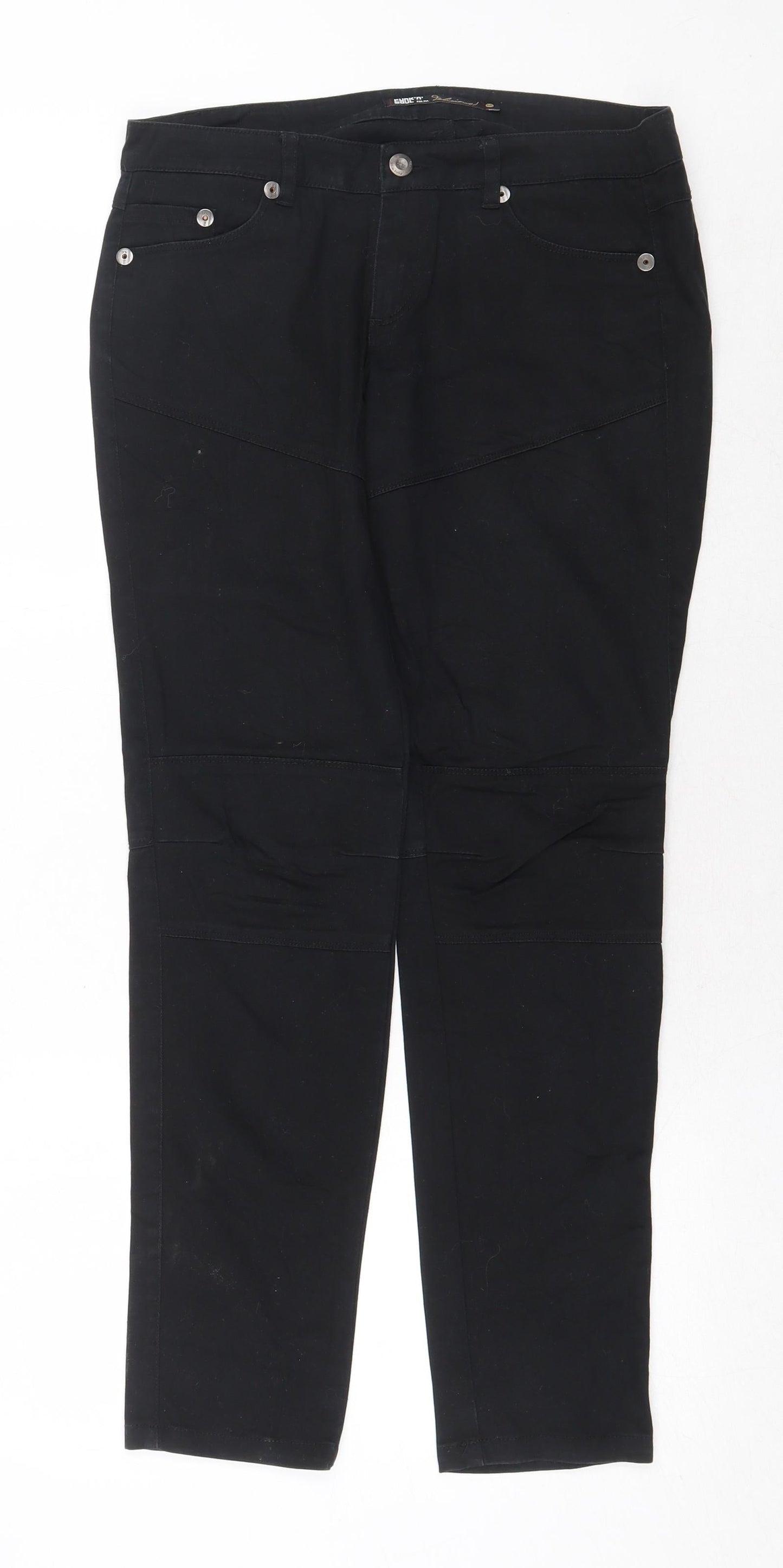Funk'n Soul Womens Black Cotton Straight Jeans Size M Regular Zip