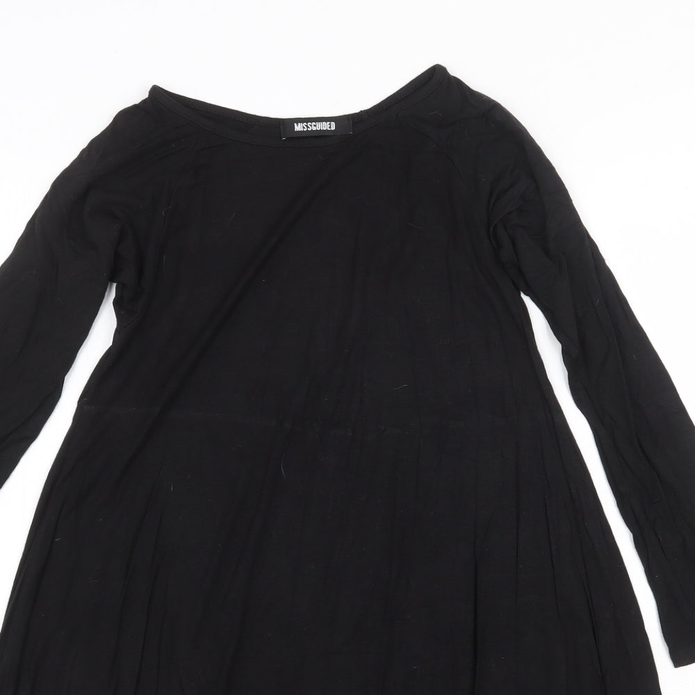 Missguided Womens Black Viscose Trapeze & Swing Size 8 Round Neck Pullover