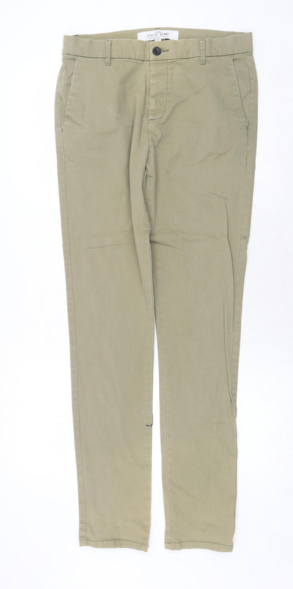 Mens UK Size 32 in Topman Regular Fit Chino Green Trousers