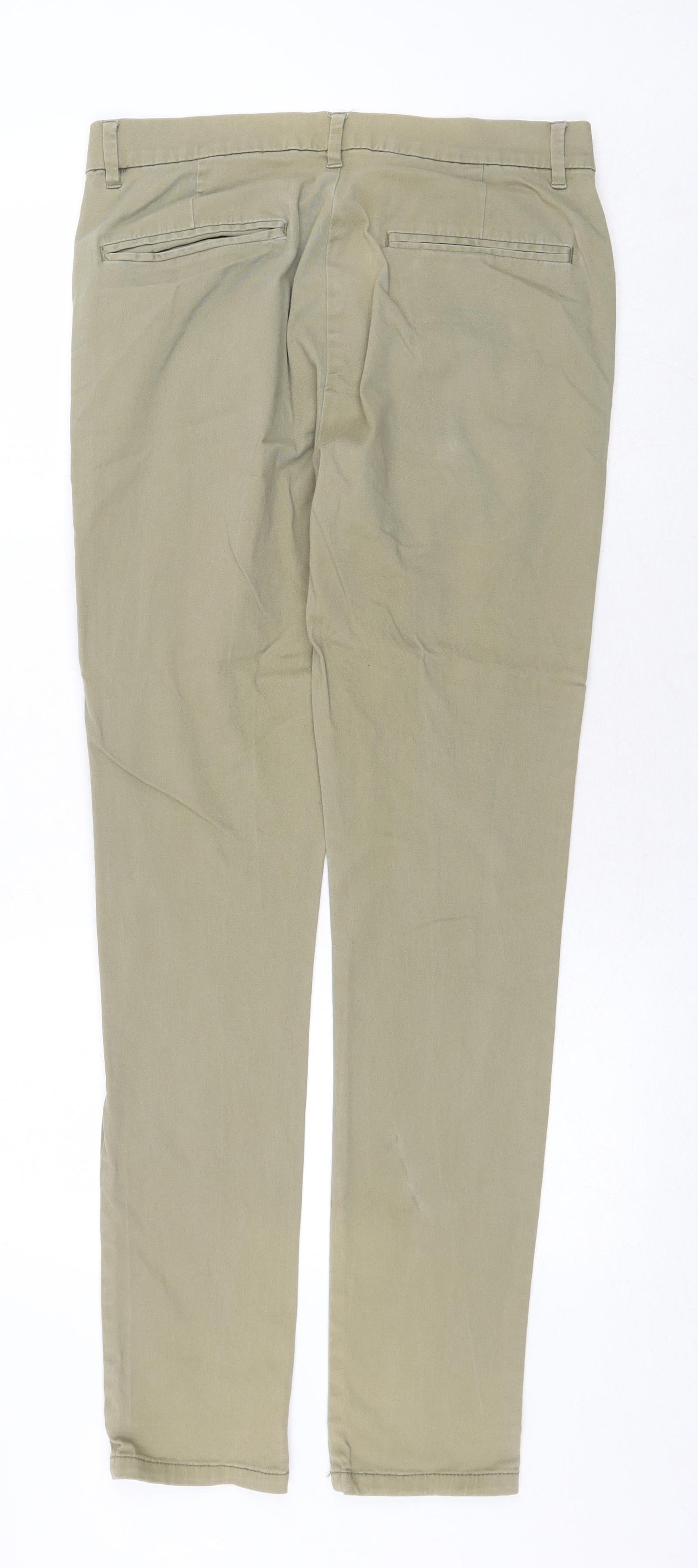 Mens UK Size 32 in Topman Regular Fit Chino Green Trousers