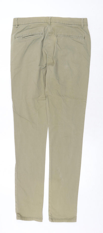 Mens UK Size 32 in Topman Regular Fit Chino Green Trousers